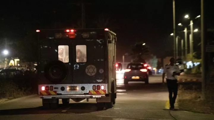 A military ambulance drives near the scene where a drone from Lebanon attacked Israel, amid cross-border hostilities between Hezbollah and Israel, at Binyamina Israel, October 13, 2024. Lebanon's Hezbollah claimed responsibility for the attack. REUTERS/Itay Cohen TPX IMAGES OF THE DAY<br />