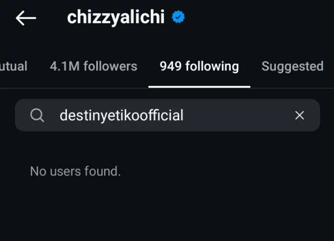 Destiny Etiko and Lizzy Gold unfollow each other amid whispers of rift over Chizzy Alichi