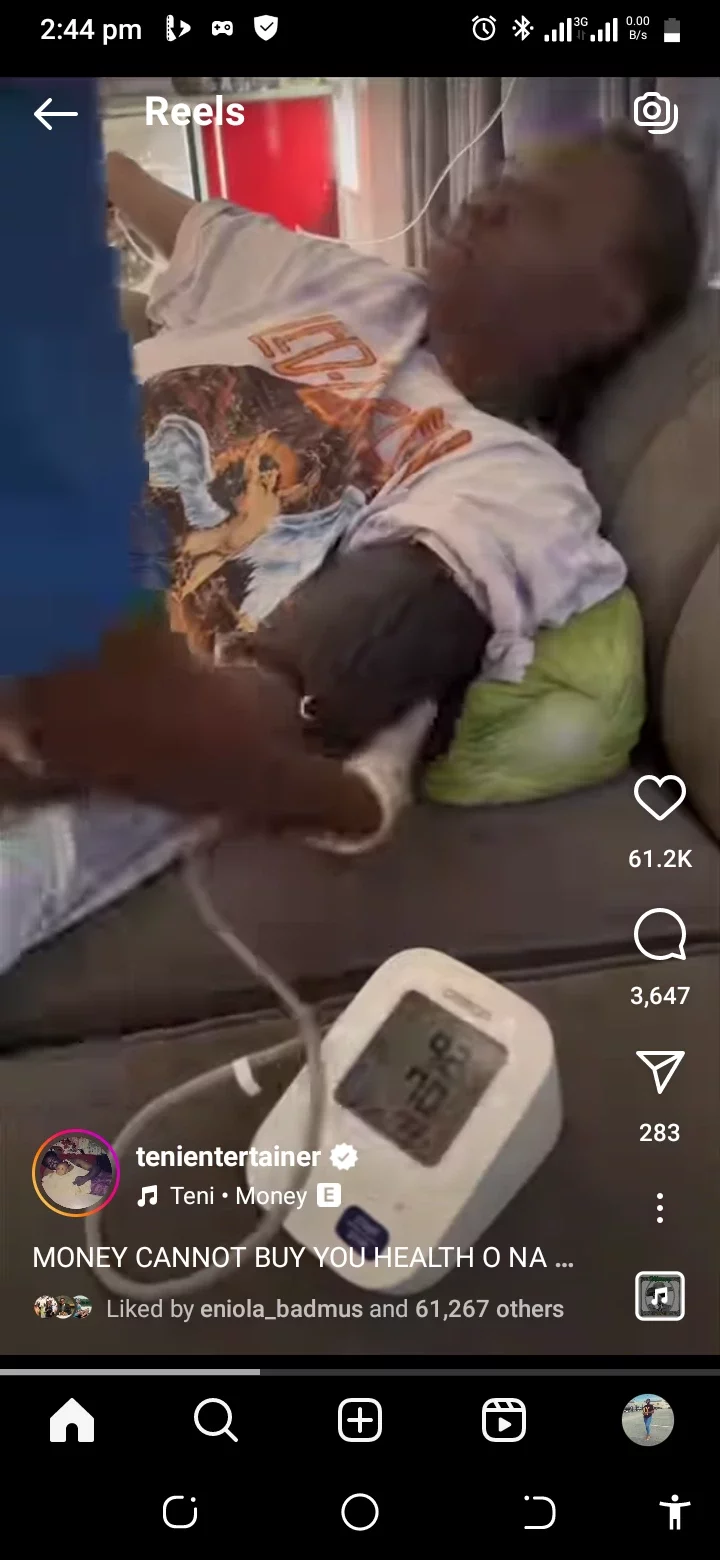 Money Cannot Buy Health-Teni Shares Photos of Herself in the Hospital