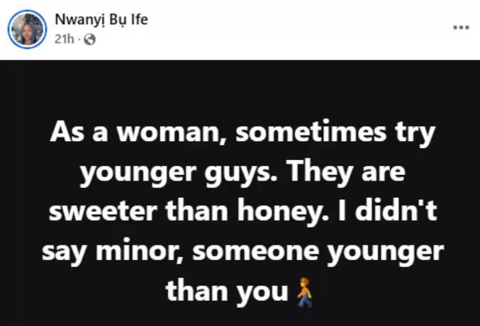 Sometimes Try Younger Guys, They Are Sweeter Than Honey - Nigerian Lady Advises Women