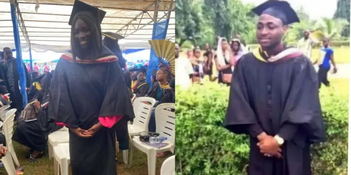 Davido reacts as female fan recreates his graduation photo