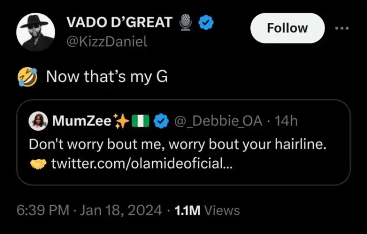 'Now that's my G' - Kizz Daniel applauds Mummy Zee for her response to online critic over rent concern