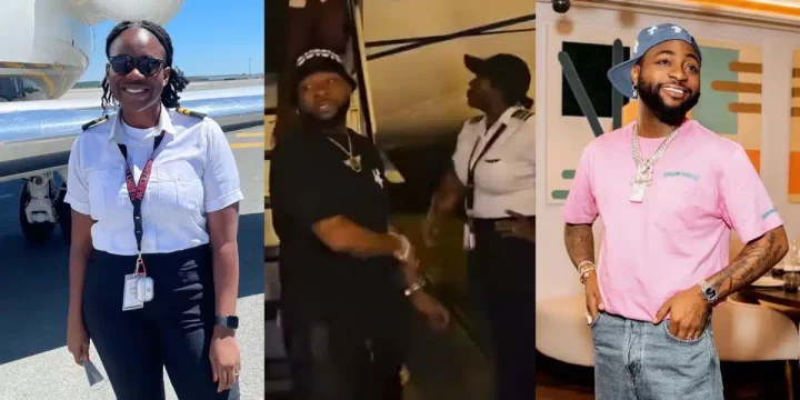 Female pilot celebrates as she gets to fly Davido after her unanswered request to be his personal pilot since 2021