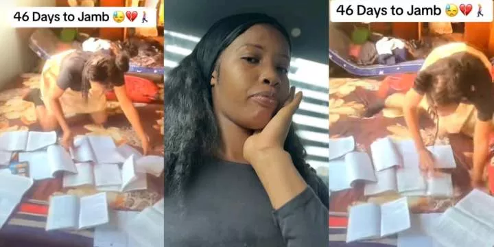 "46 days to jamb" - Internet cheers as video shows Nigerian lady's intense preparation for 2024 JAMB Exam