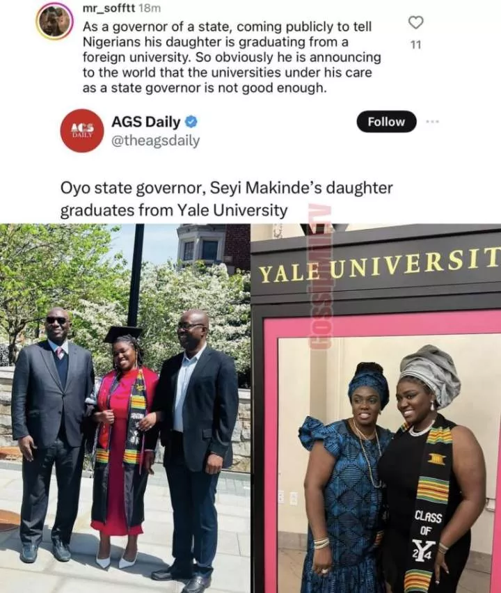 Man criticizes Seyi Makinde as his daughter graduated from American university