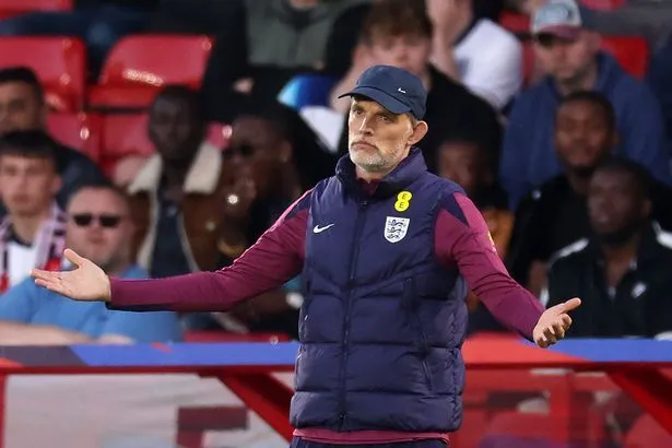 Thomas Tuchel reacts during England's humbling by Senegal