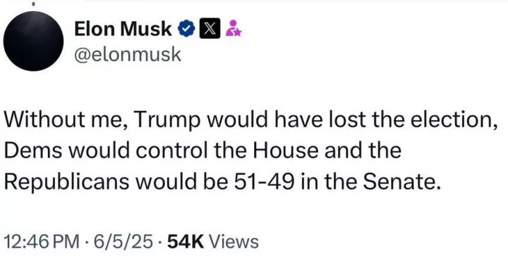 Without Me, Trump Would Have Lost Election - Elon Musk Fires At US President As Their Feud Deepens