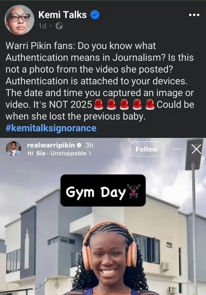 Kemi Olunloyo reacts to Real Warri Pikin's pregnancy announcement, makes shocking claim
