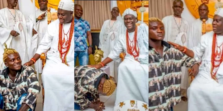 Photo story: Portable visits Ooni of Ife in his palace; leaves with cash gift
