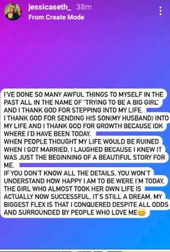 Lady thanks God for sending her husband into her life despite the 'awful things' she did to be a 'big girl