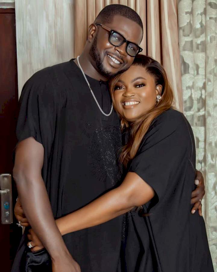 Emotional moment Funke Akindele and husband reward staff with car (Video)