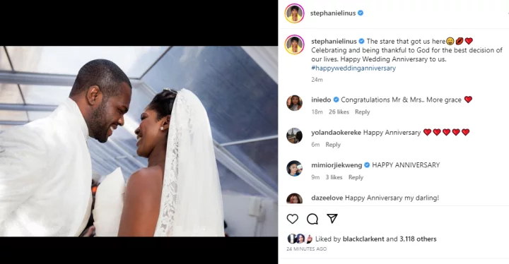 Actress Stephanie Okereke-Linus celebrates 11th wedding anniversary with husband Idahosa
