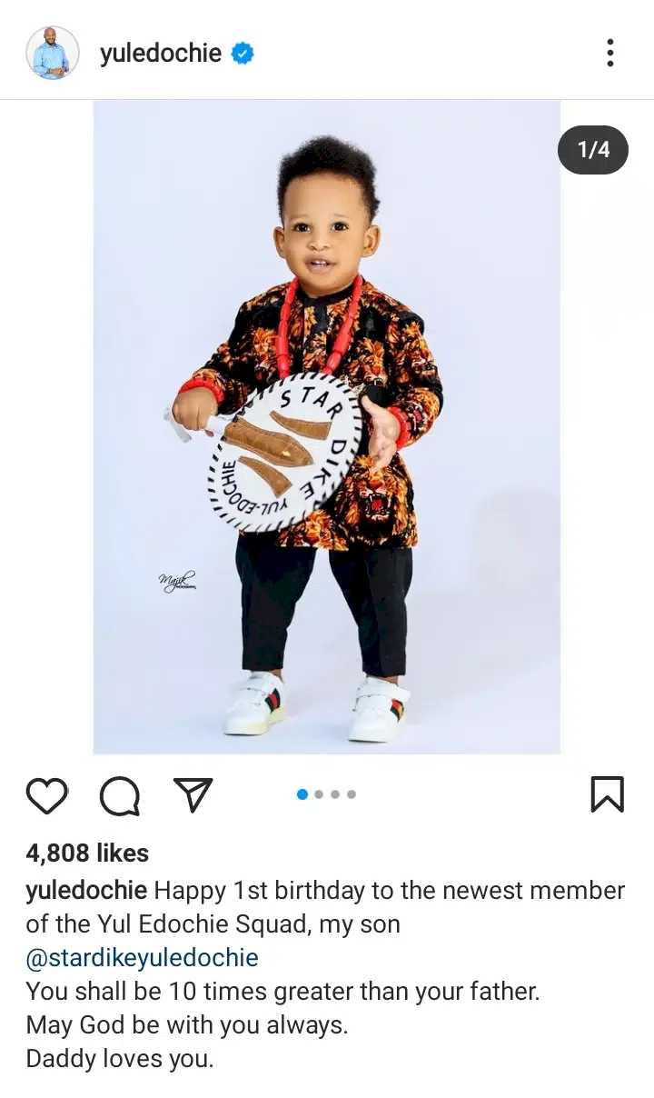 'You shall be 10 times greater than me' - Yul Edochie celebrates son as he turns one