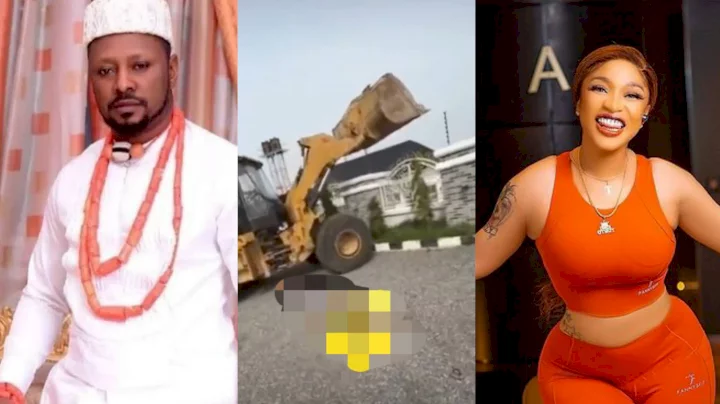 "You mess with the wrong lady, you get what you deserve" - Tonto Dikeh reacts as Kpokpogri's house gets demolished