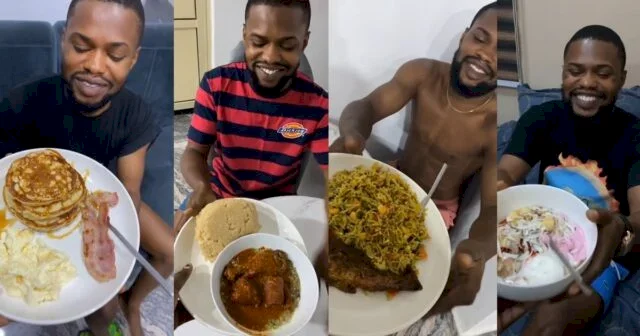 "Some men just come this life con enjoy" - Reactions as lady shows off mouthwatering meals she serves her man each time (Video)