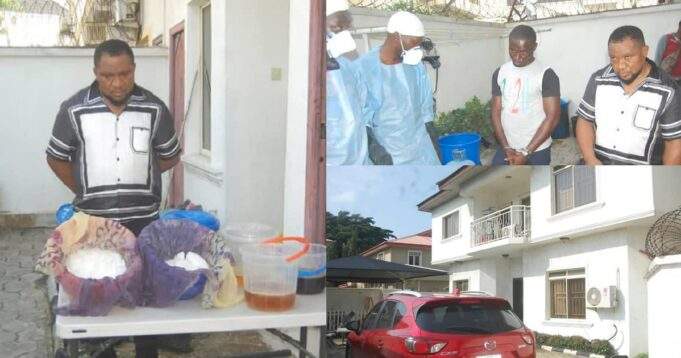 NDLEA release photos of Chris Nzewi, owner of Meth laboratory uncovered in VGC estate, Lagos