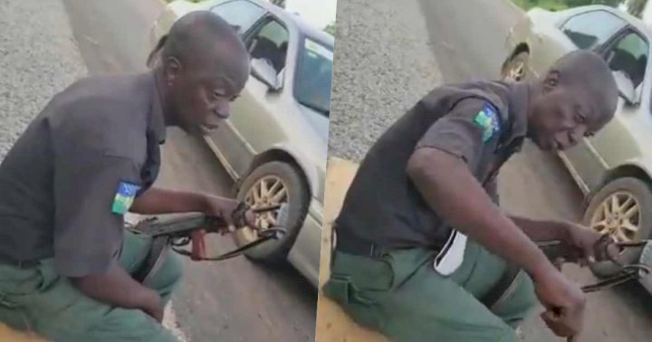 "I want cash, how will sorry feed me" - Policeman caught on tape requesting for bribe (Video)