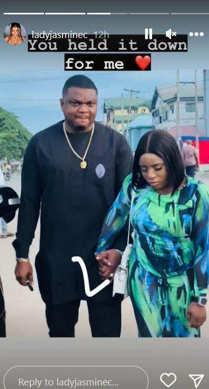 'You held it down for me' - Mr Ibu's daughter, Jasmine breaks silence on engagement to actor, Ken Erics