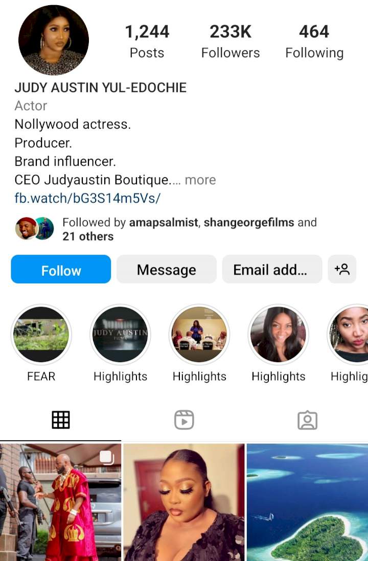 Judy Austin changes surname on her Instagram bio from 'Muoghalu