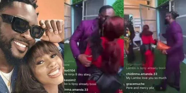 Moment Mercy Eke runs away as she's captured on camera trying to kiss Pere
