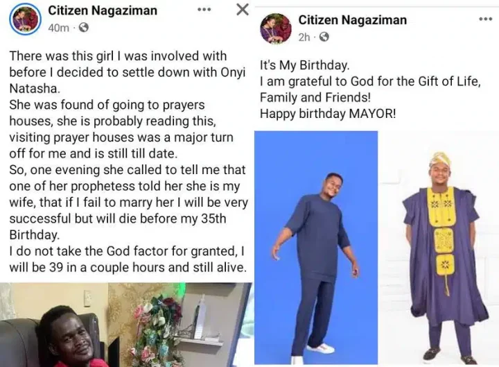 'Prophetess once said I will die at 35 if I don't marry my ex-girlfriend' - Man recounts as he marks 39th birthday