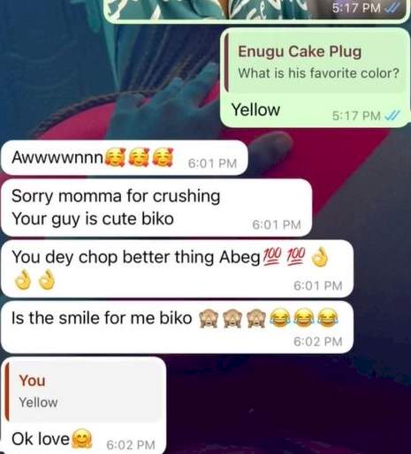 'I don't want her to snatch my man' - Lady cries out after cake vendor she sent her boyfriend's picture to started crushing on him (video)