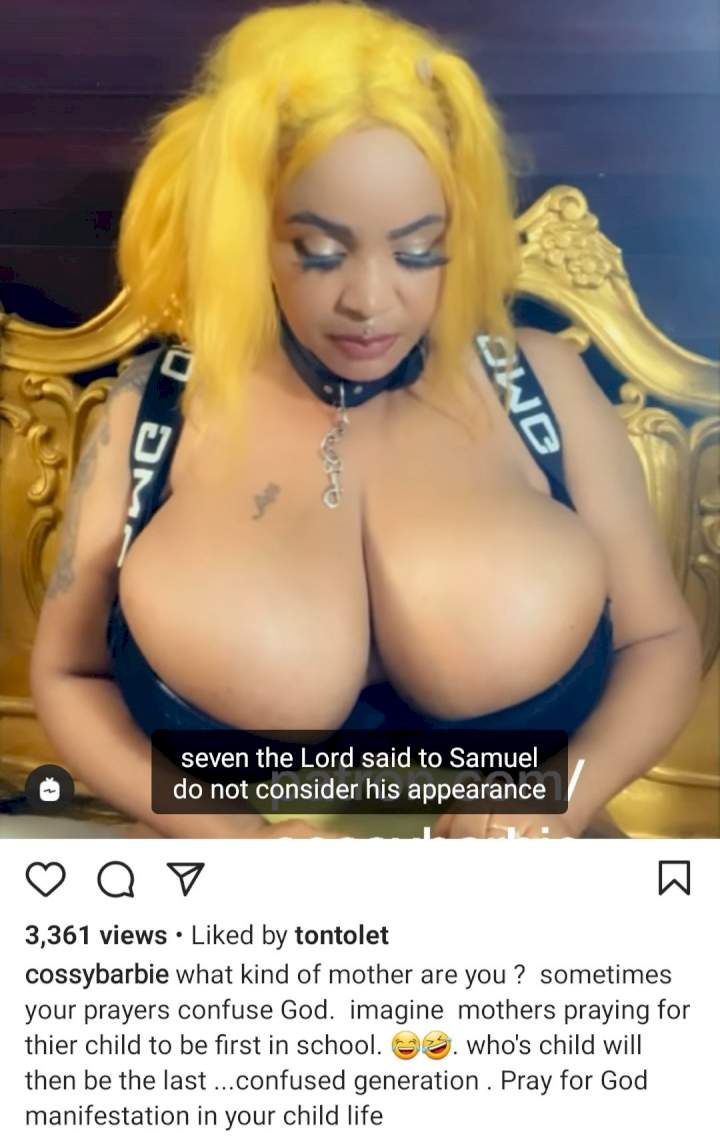 Cossy Ojiakor berates mothers who pray for their children to be the first and not the last (video)