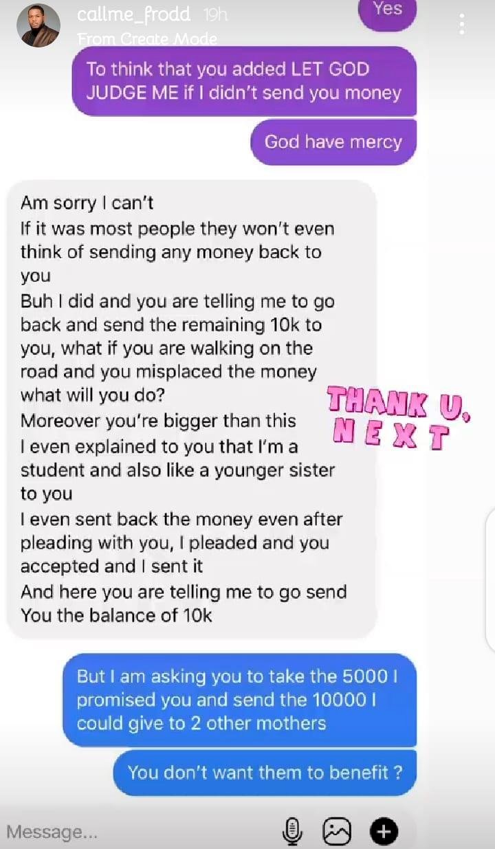 BBNaija Frodd shares awful experience with giveaway winner after he sent N50k instead of N5k