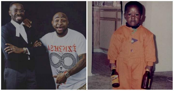 'Lawyer wey dey break bottles for bar' - Fans react as Davido's lawyer reveals he is the kid in this viral photo