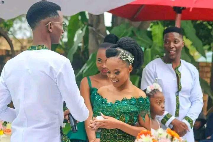Man shares interesting caption as he posts photos of a bride, her bridesmaid and groom during wedding ceremony 