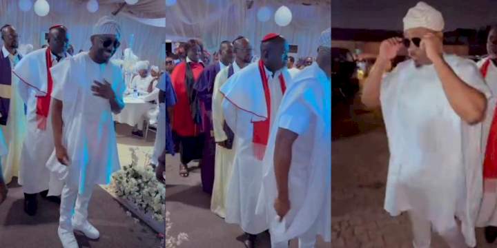 Moment Pretty Mike storms event with 'fake bishops', sends advice to Nigerians ahead of 2023 (Video)