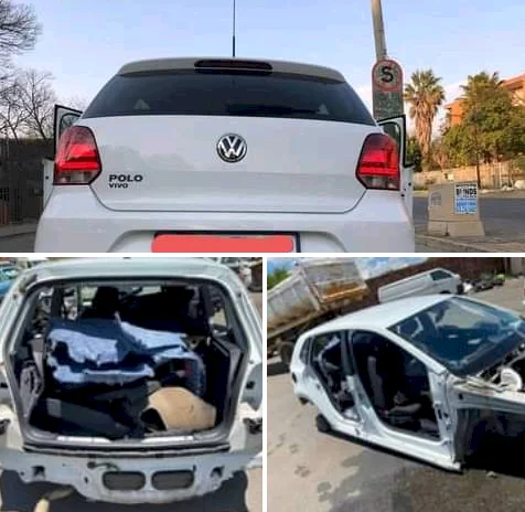 Car found completely stripped of its parts few hours after it was hijacked by criminals in South Africa