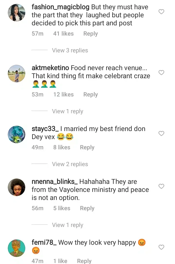 'I married my best friend don dey vex' - Reactions trail video of couple frowning on wedding day