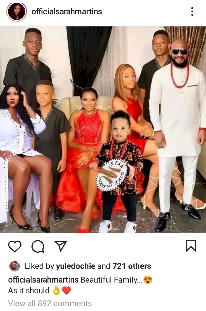 'This is how it should be; May zukwanuike!' - Yul Edochie reacts to him and Judy Austin being photoshopped into family photo shared by May