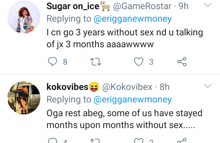 'That's a lie, I've stayed for 3 years' - Eriga's 'no woman can go 3 months without s3x' claim triggers replies