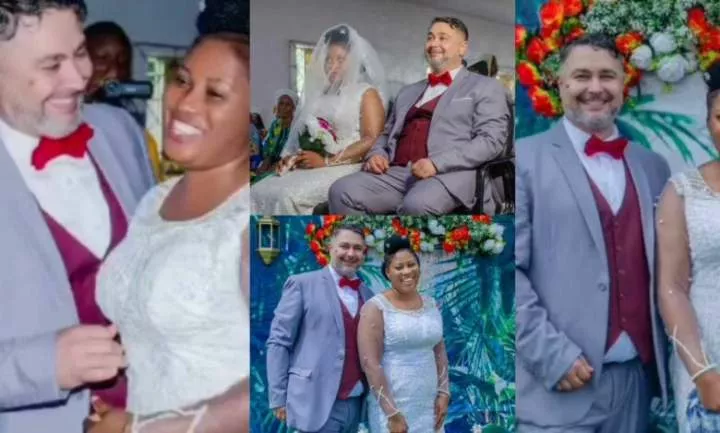 Nigerian woman gets married to Romanian man after 5 months of online dating, shares emotional wedding video