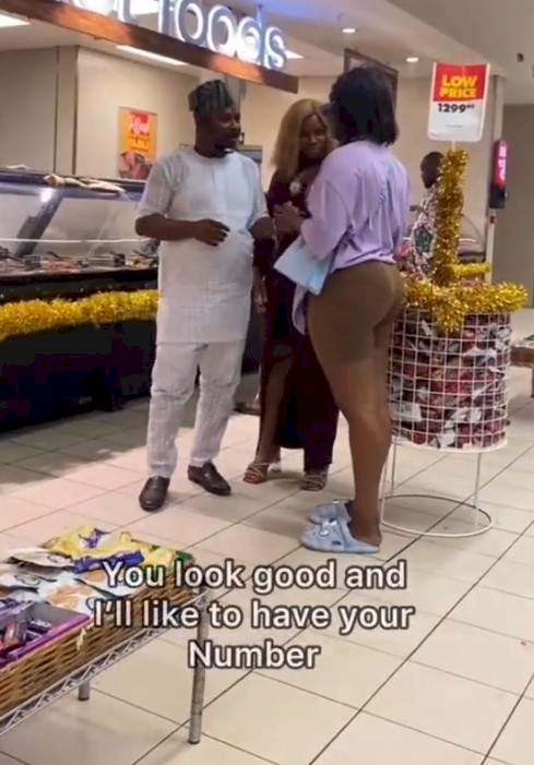 Hilarious video of how man reacted when a curvy lady came to toast him while he was with his partner (WATCH)