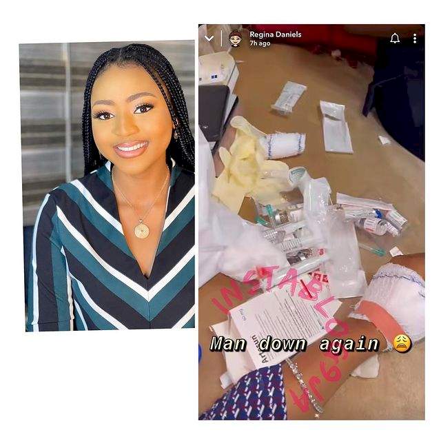 Panic as Regina Daniels is rushed to the hospital for the third time in one month