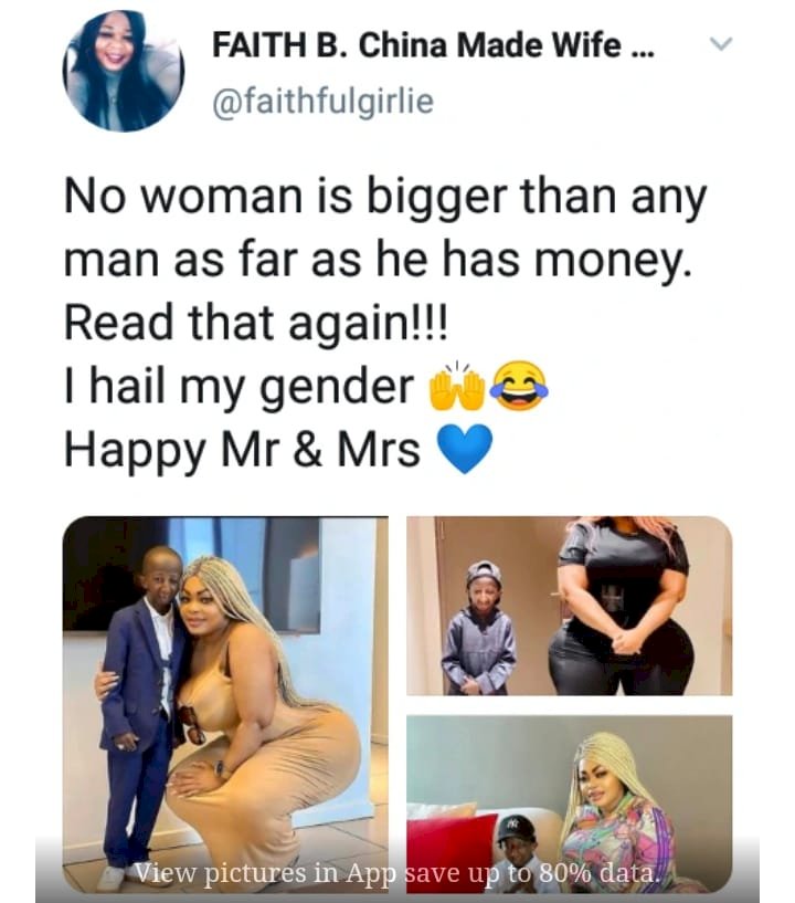 'No woman is bigger than any man that has money' - Lady says as she shares photos of a happy couple