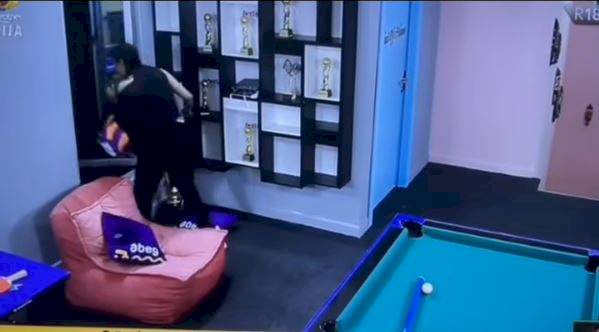 BBNaija: Watch moment the emergency exit door opens for Nini to sneak out of the house (Video)
