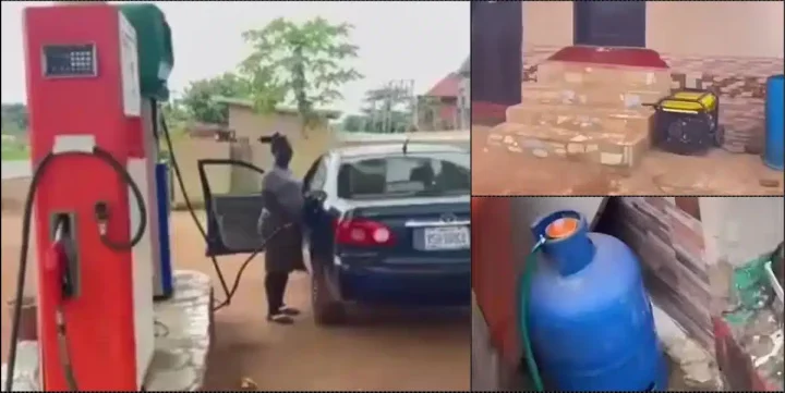 Man shocked as he sees petrol station running generator on gas (Video)