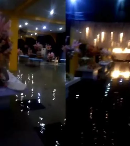 Wedding ceremony disrupted as flood takes over hall in Warri (video)