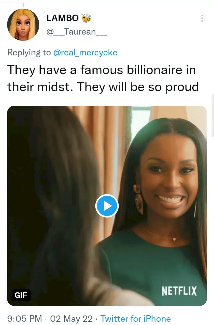 Mercy Eke reveals she's a billionaire