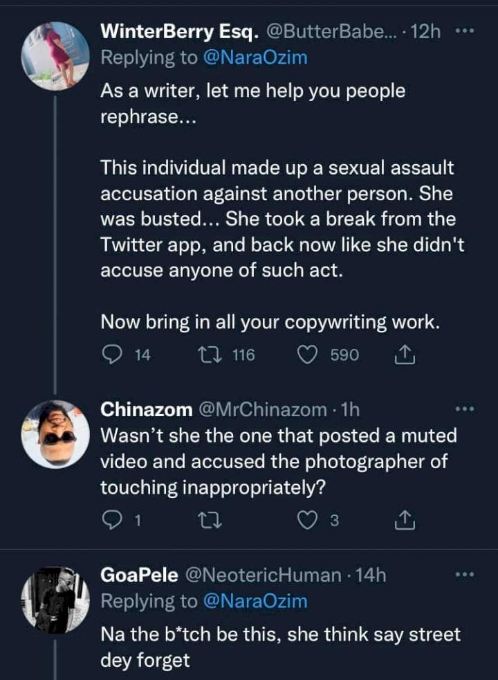 Makeup artist Nara Ozim dragged after returning to Twitter following a short break she took after allegedly falsely accusing a photographer of sexual assault (video)