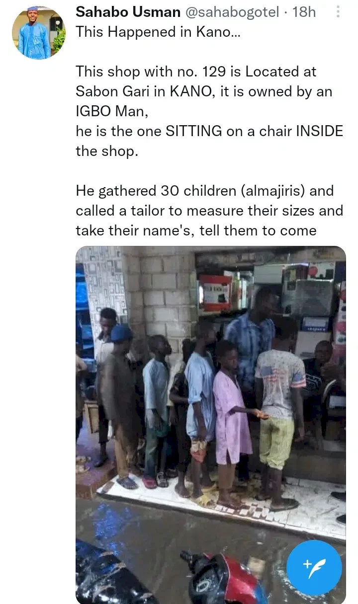 Generous Igbo businessman gathers 30 almajiri kids to give them new clothes