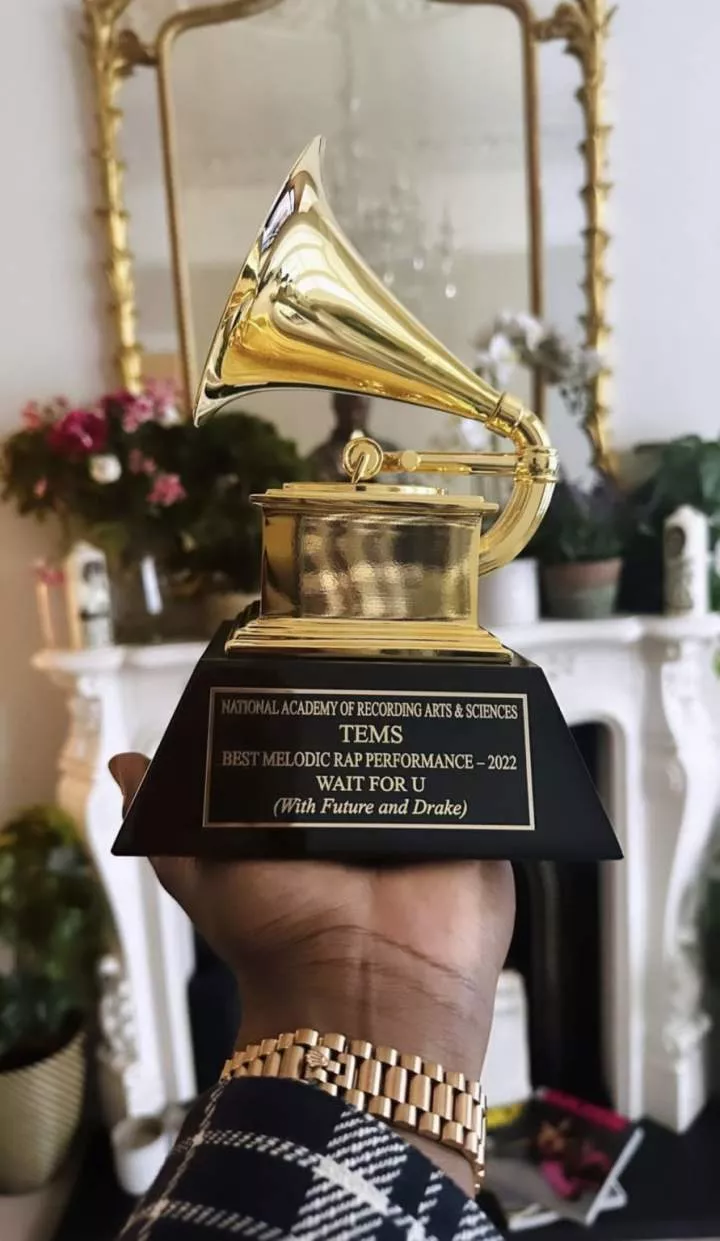 Tems finally receives her Grammy award plaque