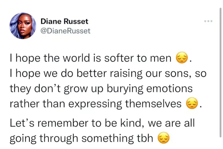We should raise our sons better, teach them not to bottle emotions - BBNaija's Diane