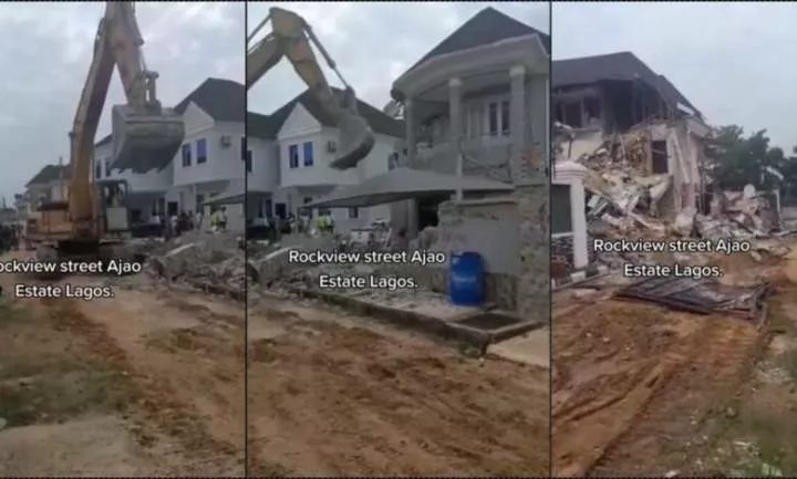 "I was in the hospital when I was called" - Woman in tears as Lagos State Govt demolishes her house, others (Video)