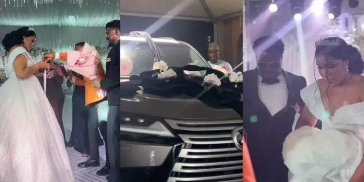 Nigerian man gifts his bride a brand new Lexus LX600, 2024 model on their wedding day (video)