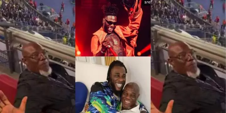 "Proud daddy moment" - Burna Boy's dad beams with joy as he watches his son takes the stage at UEFA champions league final (Video)